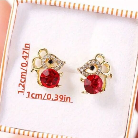 Mouse earrings 14k gold - Picture 5 of 8